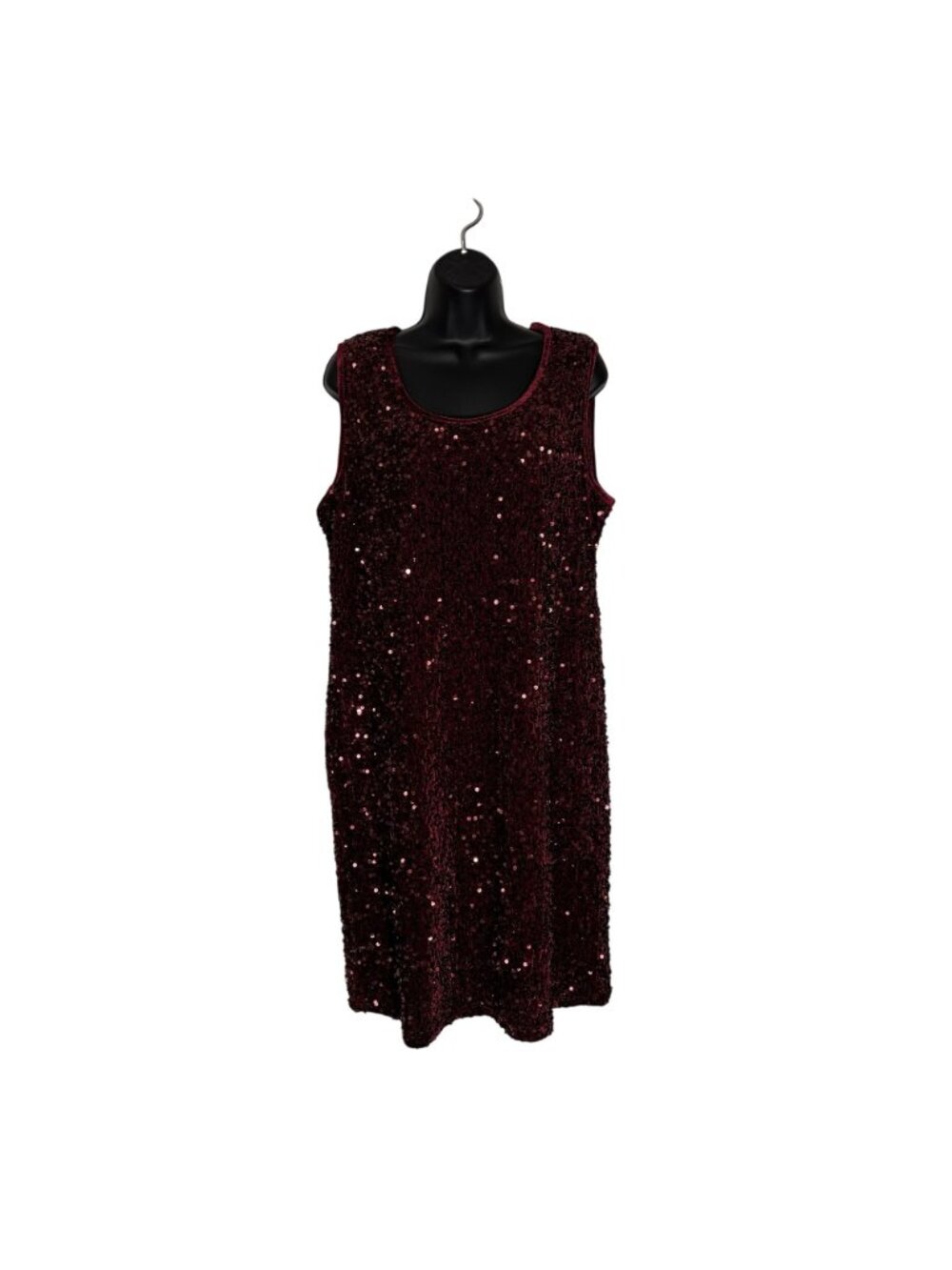 Sleeveless Burgundy Sequin Party Dress Size XL By Nina Leonard - Picture 2 of 11